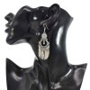 E-6267 3Styles Bohemian Vintage Silver Metal Leaf Flower Acrylic Beads Drop Earrings for Women Ethnic Jewelry