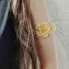 B-1142 Indian Gold Metal Hollow Flower Open Cuff Bangles for Women Bridal Wedding Party Jewelry Gift