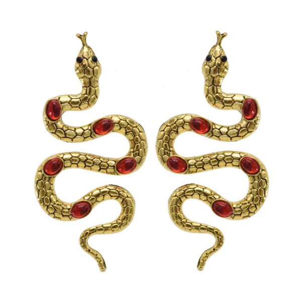 E-6275 4 Colors Punk Vintage Gold Silver Color Metal Snake Rhinestone Earrings Personality Party Jewelry Gift