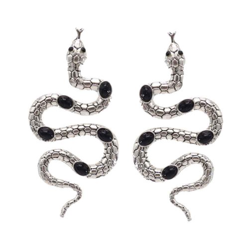 E-6275 4 Colors Punk Vintage Gold Silver Color Metal Snake Rhinestone Earrings Personality Party Jewelry Gift