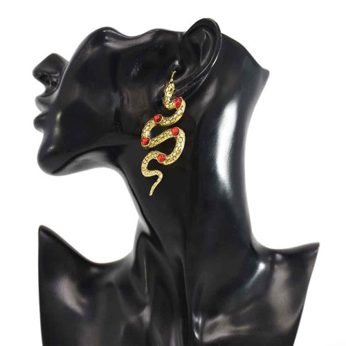 E-6275 4 Colors Punk Vintage Gold Silver Color Metal Snake Rhinestone Earrings Personality Party Jewelry Gift