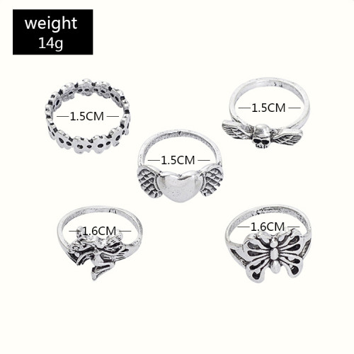 R-1555 Fashionable Vintage Alloy Silver Antique Ring Set Adjustable for Women Thai Silver Jewelry