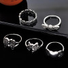 R-1555 Fashionable Vintage Alloy Silver Antique Ring Set Adjustable for Women Thai Silver Jewelry