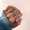 R-1555 Fashionable Vintage Alloy Silver Antique Ring Set Adjustable for Women Thai Silver Jewelry