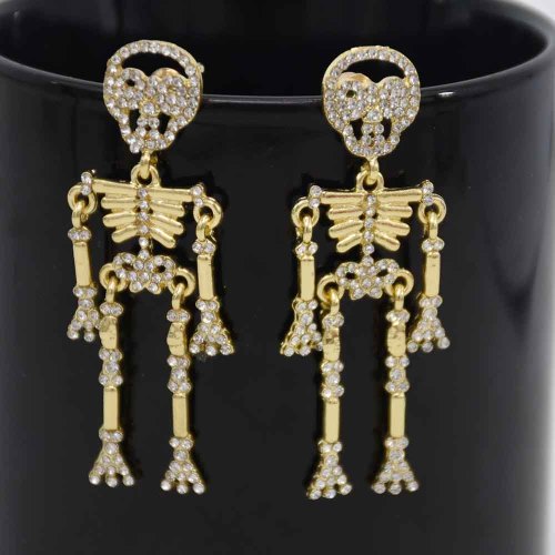 E-6276   Fashion Skeleton Alloy Golden Sliver Drop Earring For Women Party Jewelry