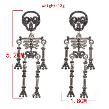 E-6276   Fashion Skeleton Alloy Golden Sliver Drop Earring For Women Party Jewelry