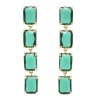 E-6277 New Fashion Red Green Black Glass Crystal Long Drop Earrings for Women Bridal Wedding Party Jewelry Gift