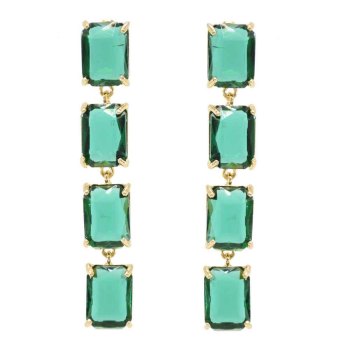 E-6277 New Fashion Red Green Black Glass Crystal Long Drop Earrings for Women Bridal Wedding Party Jewelry Gift