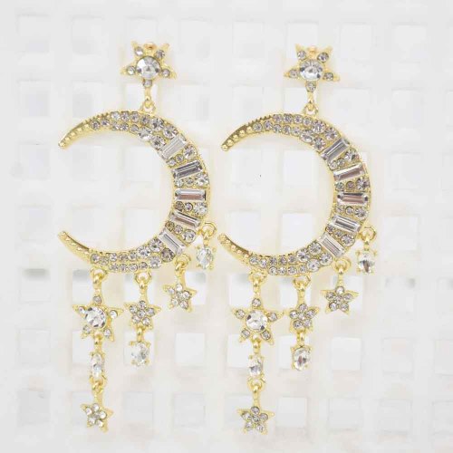 E-6279   Fashion Moon Stars Rhinestone Crystal Jewelry Pendant Earrings For Women
