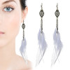 E-6150 Bohemian Stylish Girl Statement Gold Metal Tassel Rhinestone Beads Drop Dream Catcher Women Feather Earrings