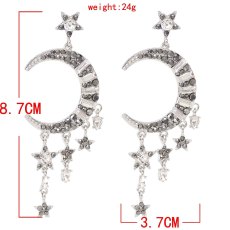 E-6279   Fashion Moon Stars Rhinestone Crystal Jewelry Pendant Earrings For Women