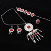 N-7607 Bohemian Vintage Blue Beaded Tassel Necklace Earring Set Ethnic Ornament Jewelry Set