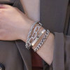 B-1144 4Pcs/Set Punk Gold Silver Metal Thick Chain Twisted Bracelet & Bangles for Women Hip Hop Party Jewelry Gift