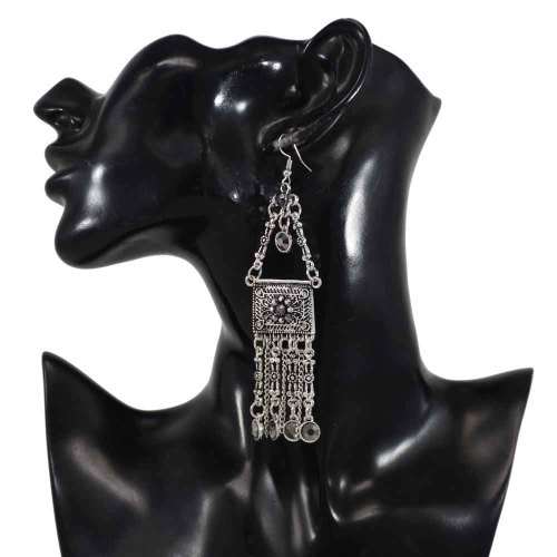 E-6282   Vintage Ethnic Earrings Rhinestone Tassel Pendant Earring For Women Jewelry