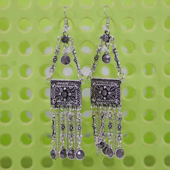 E-6282   Vintage Ethnic Earrings Rhinestone Tassel Pendant Earring For Women Jewelry