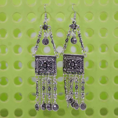 E-6282   Vintage Ethnic Earrings Rhinestone Tassel Pendant Earring For Women Jewelry