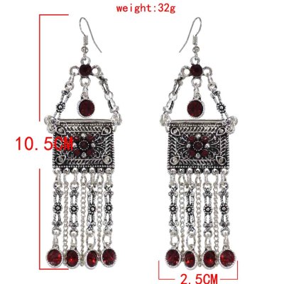 E-6282   Vintage Ethnic Earrings Rhinestone Tassel Pendant Earring For Women Jewelry