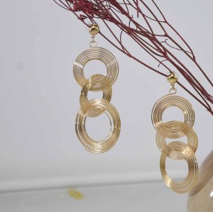 E-6283 New Fashion Vintage Geometric Multilayer Metal Hoop Gold Earrings For Women