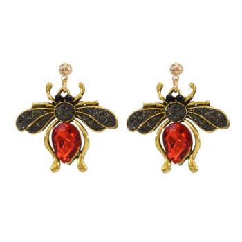 E-6284 3Colors Fashion Insect Bee Crystal Drop Earrings for Women Girl Holiday Party Jewelry Gift