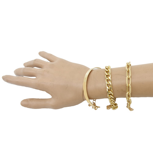B-1145 Fashion Punk Gold Silver Metal Thick Chain Twisted Bracelet Sets Bangles for Women Hip Hop Party Jewelry Gift