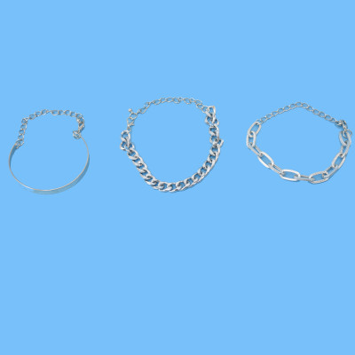 B-1145 Fashion Punk Gold Silver Metal Thick Chain Twisted Bracelet Sets Bangles for Women Hip Hop Party Jewelry Gift