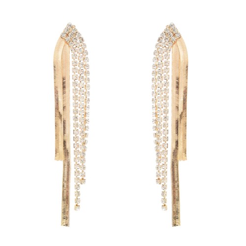 E-6286 Long Metal Claw Chain Tassel Earrings Geometric Flashing Diamond Earrings For Women