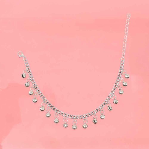 B-1146   Geometric Round Shaped Feet Chain With Alloy Bells Golden Silver Anklet For Women Jewelry