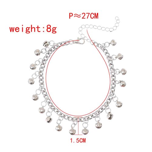 B-1146   Geometric Round Shaped Feet Chain With Alloy Bells Golden Silver Anklet For Women Jewelry