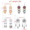 E-6287 Bohemian Hollow Dream Catcher Leaf Tassel Earrings For Women Indian Jewelry Blue Natural Stone Drop Dangle Earrings