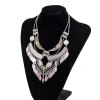 N-7611 Bohemian Gypsy Vintage Jewelry Colorful Artificial Acrylic StoneTassel Round Silver Vintage Statement Necklace
