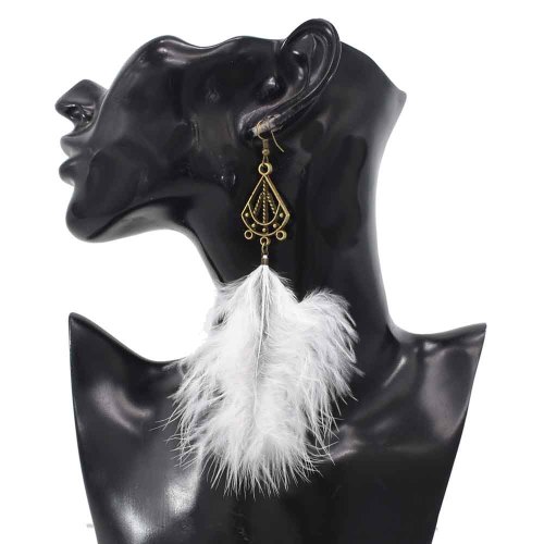 E-6290 5Colors Bohemian Feather Long Tassel Drop Earrings for Women Wedding Holiday Party Jewelry Gift