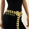 N-7613   Bohemian Gold Metal Flower Waist Belly Chain For Women Dance Belt Body Jewelry
