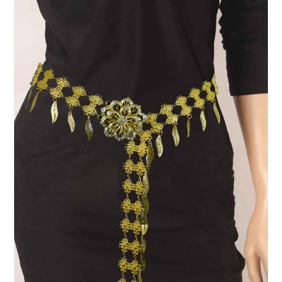 N-7613   Bohemian Gold Metal Flower Waist Belly Chain For Women Dance Belt Body Jewelry