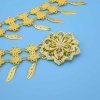 N-7613   Bohemian Gold Metal Flower Waist Belly Chain For Women Dance Belt Body Jewelry