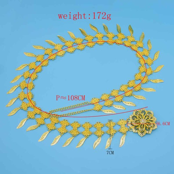 N-7613   Bohemian Gold Metal Flower Waist Belly Chain For Women Dance Belt Body Jewelry