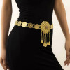 N-7614 Vintage Bohemian Gold Metal Flower Rhinestone Waist Belly Chain For Women Dance Belt Body Jewelry