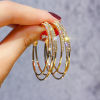 E-6296 Rhinestone Hoop Earrings Korean Style Circles Pierced Earrings Simple Women Earrings