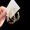 E-6296 Rhinestone Hoop Earrings Korean Style Circles Pierced Earrings Simple Women Earrings
