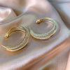 E-6296 Rhinestone Hoop Earrings Korean Style Circles Pierced Earrings Simple Women Earrings