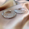 E-6296 Rhinestone Hoop Earrings Korean Style Circles Pierced Earrings Simple Women Earrings