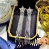E-6297 Rhinestone Star Dangle Earrings Long Chain Tassel Drop Earrings
