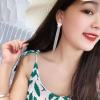 E-6297 Rhinestone Star Dangle Earrings Long Chain Tassel Drop Earrings