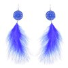 E-6300 8 Colors Bohemian Feather Drop Earrings for Women Handmade Ethnic Holiday Party Jewelry Gift