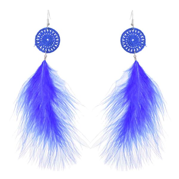 E-6300 8 Colors Bohemian Feather Drop Earrings for Women Handmade Ethnic Holiday Party Jewelry Gift