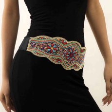 N-7616 3Colors Handmade Bohemian Multicolors Resin Beads Statement Belly Waist Body Chain Dress Belt Waistbands Ethnic Jewelry