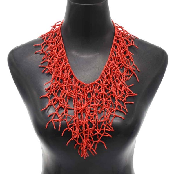 N-7618 Fashion European Rde White Acrylic Rice Bead Necklace For Women Party Jewelry Gifts