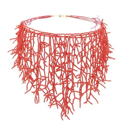 N-7618 Fashion European Red Black White Acrylic Rice Bead Necklace For Women Party Jewelry Gifts