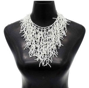 N-7618 Fashion European Rde White Acrylic Rice Bead Necklace For Women Party Jewelry Gifts
