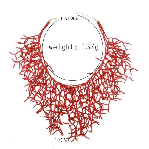 N-7618 Fashion European Rde White Acrylic Rice Bead Necklace For Women Party Jewelry Gifts
