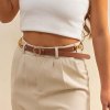 N-7619 Punk Hip-Hop Adjustable Jeans Brown PU Leather Belt Metal Belly Waist Chains Body Jewelry